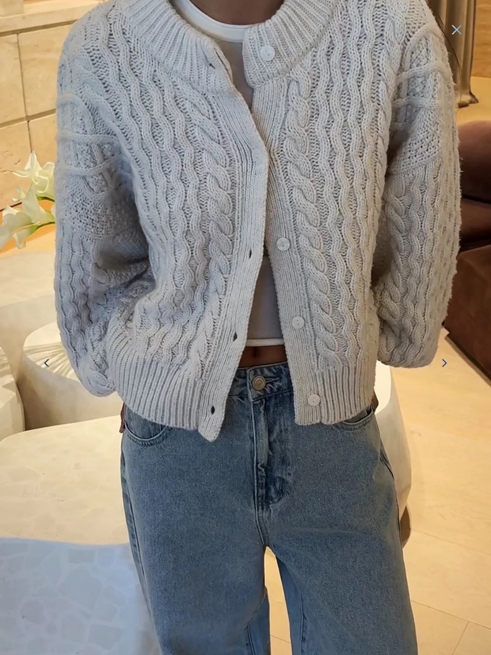 DISSH Carmen Ivory Cable Knit Cardigan